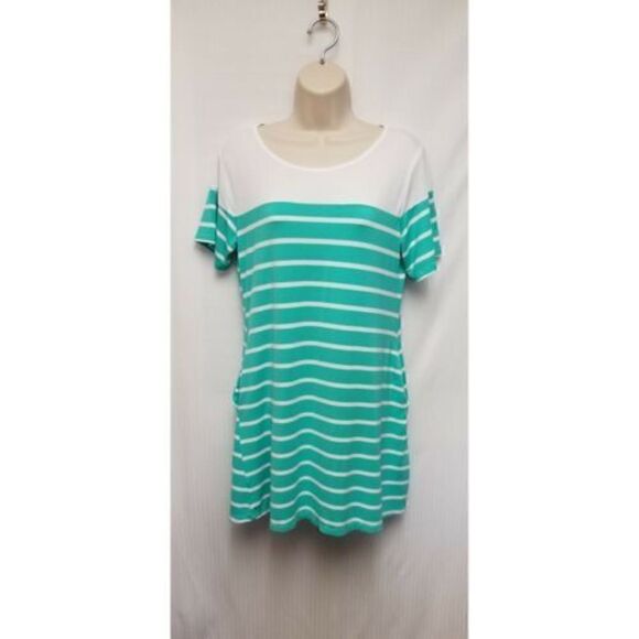 Yelete Multicolor Green & White Striped Dress Size M - Picture 4 of 7